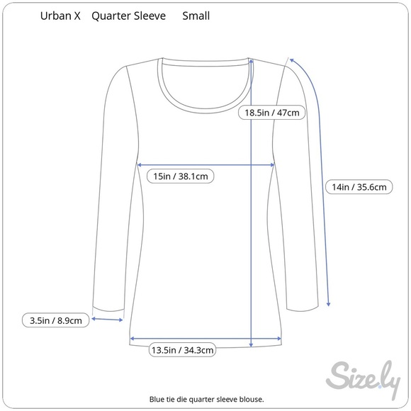 Urban X | Y2K Blue Tie Dye Quarter Sleeve Top Small - Picture 8 of 8